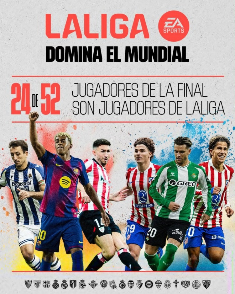 Tebas: La Liga thống trị World Cup, 24/52 cầu thủ ở chung kết đến từ La Liga thống trị World Cup, 24/52 cầu thủ ở chung kết đến từ La Liga