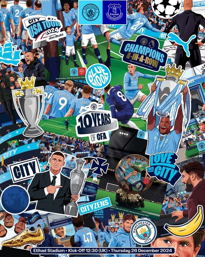 Manchester City phát hành Áp phích về trận đấu với Everton: Trận sân nhà cuối cùng năm 2024 🎄