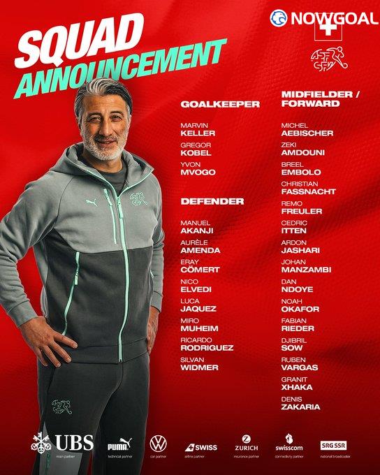 Switzerland national football team Announce 2026 World Cup Squad Led by Granit Xhaka as Group B Schedule Confirmed