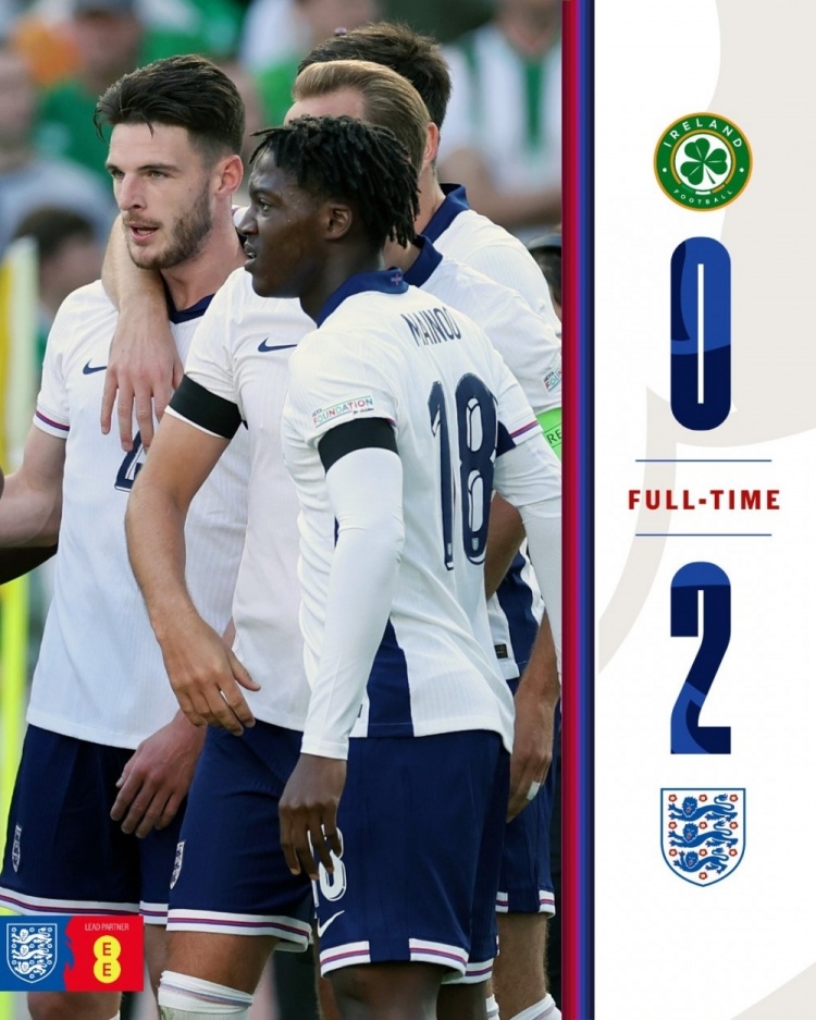 ยูฟ่าเนชันส์ลีก - อังกฤษ เอาชนะ ไอร์แลนด์ 2-0 คว้าชัยชนะนัดเปิดสนาม