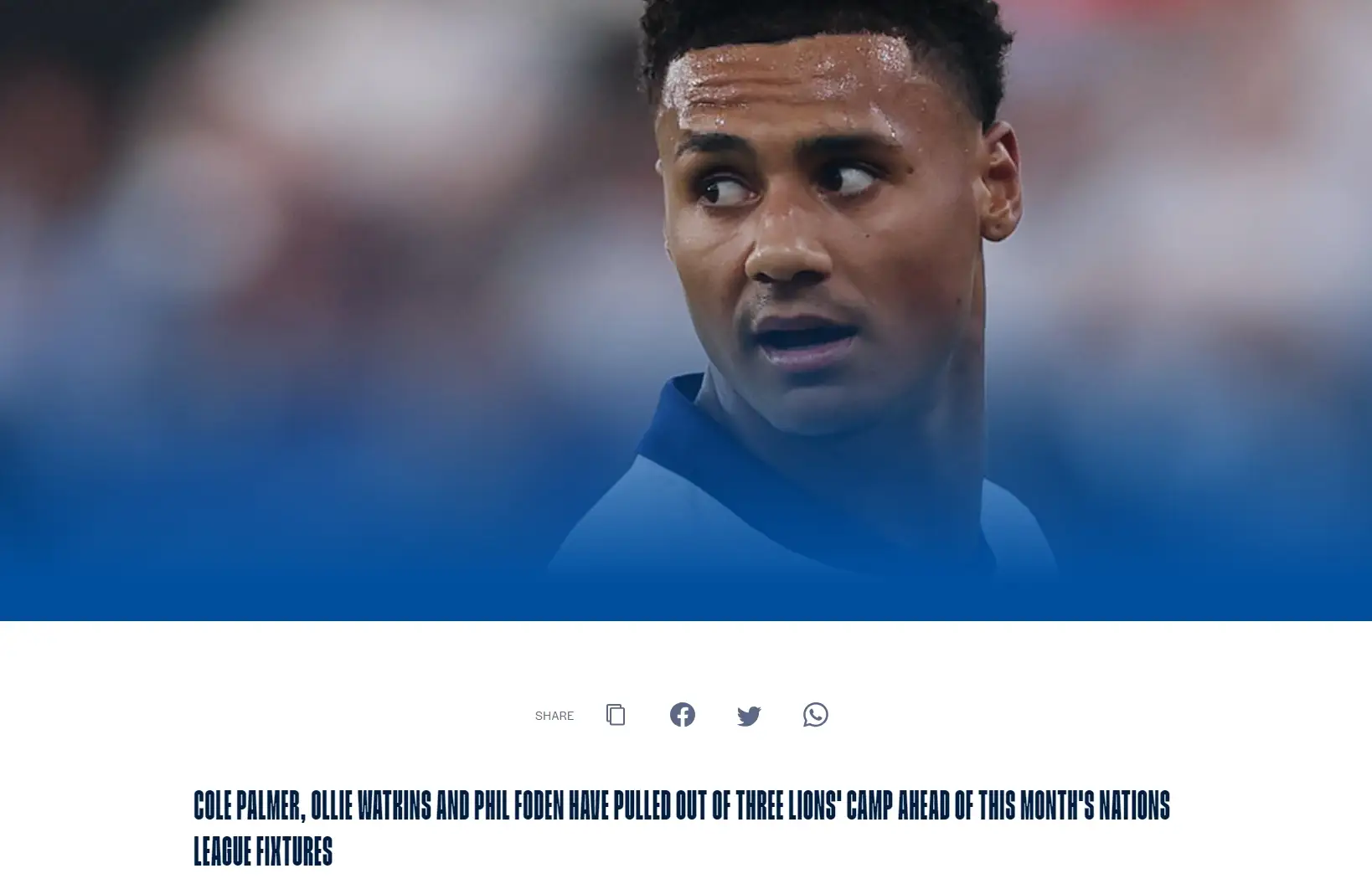 Đội tuyển Anh: Palmer Watkins và Foden sẽ vắng mặt các trận UEFA Nations League tháng 9