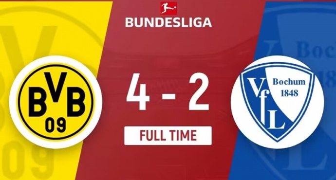 บุนเดสลีกา - ดอร์ทมุนด์พลิกชนะโบคุ่มด้วย 4-2 ขึ้นไปอยู่อันดับ 2 ชั่วคราว