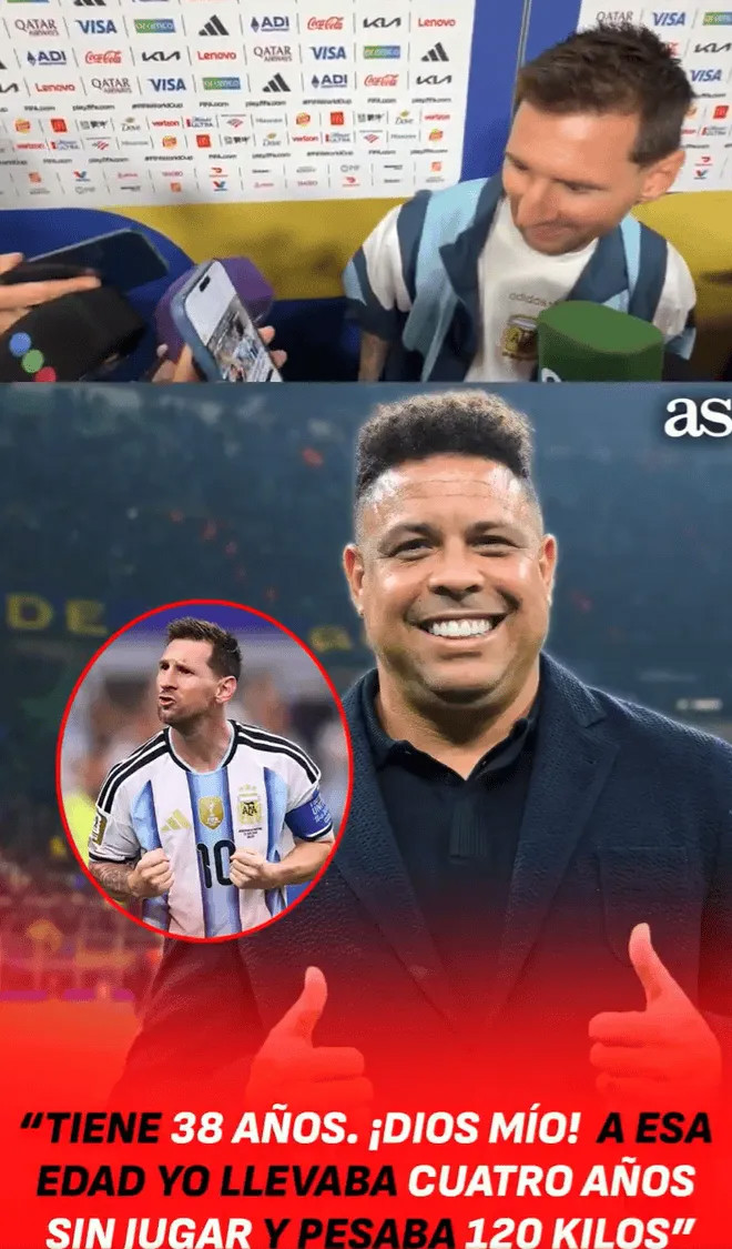 Ronaldo “béo” nói ở tuổi 38 đã giải nghệ được 4 năm, Messi: Tôi may mắn không gặp chấn thương nặng