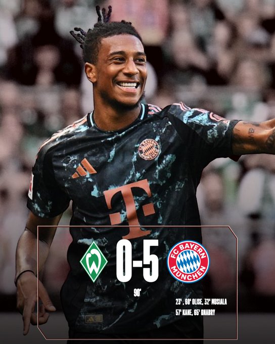 Kết quả VĐQG Đức: Werder Bremen 0-5 Bayern Munich