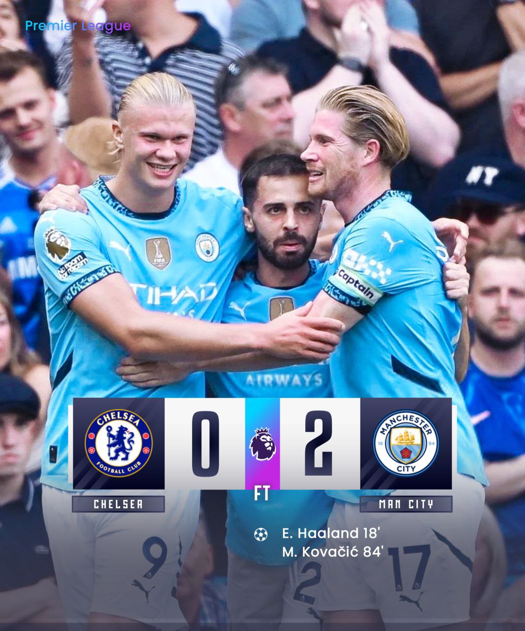 FT: Chelsea 0-2 Manchester City