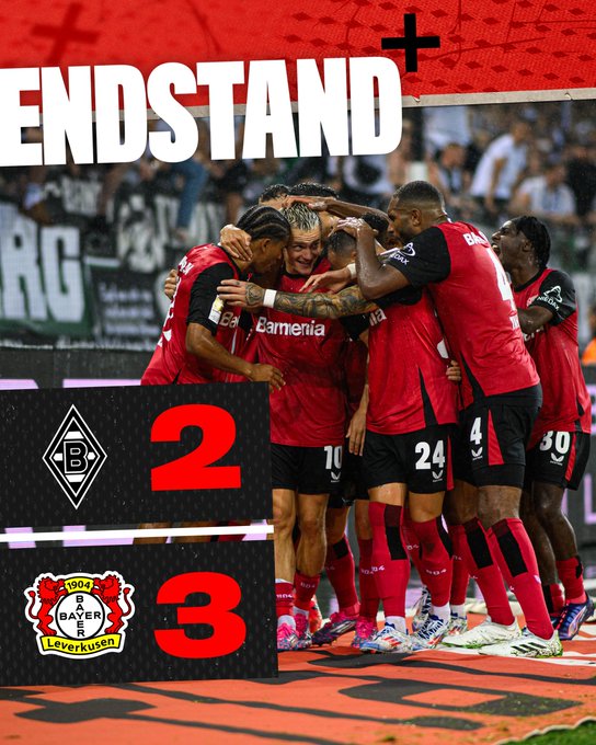 FT:Borussia Monchengladbach 2-3 Bayer Leverkusen