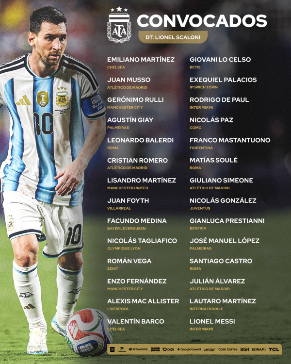 Argentina announce new squad for friendly matches, with Messi returning for farewell game; Lautaro and Alvarez included