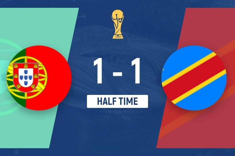 Hiệp 1 - Bồ Đào Nha 1-1 Cộng hòa Dân chủ Congo: Neto kiến tạo cho João Neves ghi bàn, trong khi Visa gỡ hòa ở phút bù giờ
