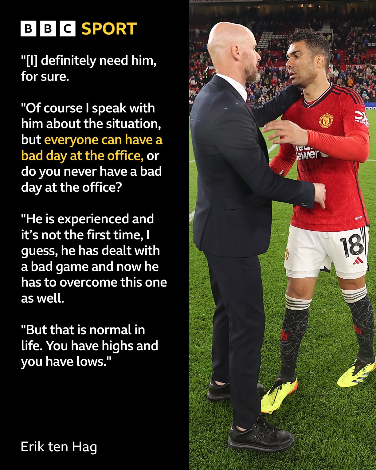 Ten Hag Backs Casemiro Despite Recent Setback