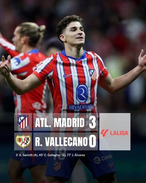 Atletico Madrid 3-0 Rayo Vallecano, kém đội đầu bảng 10 điểm
