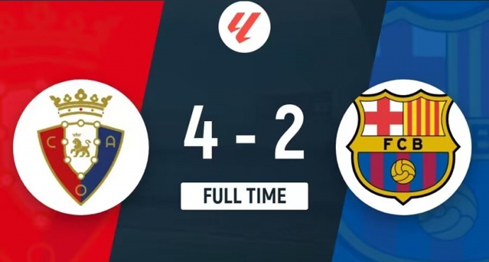 ชัยชนะ 7 นัดติดต่อกันสิ้นสุด! บาร์เซโลน่า แพ้ ออสซูน่า 2-4