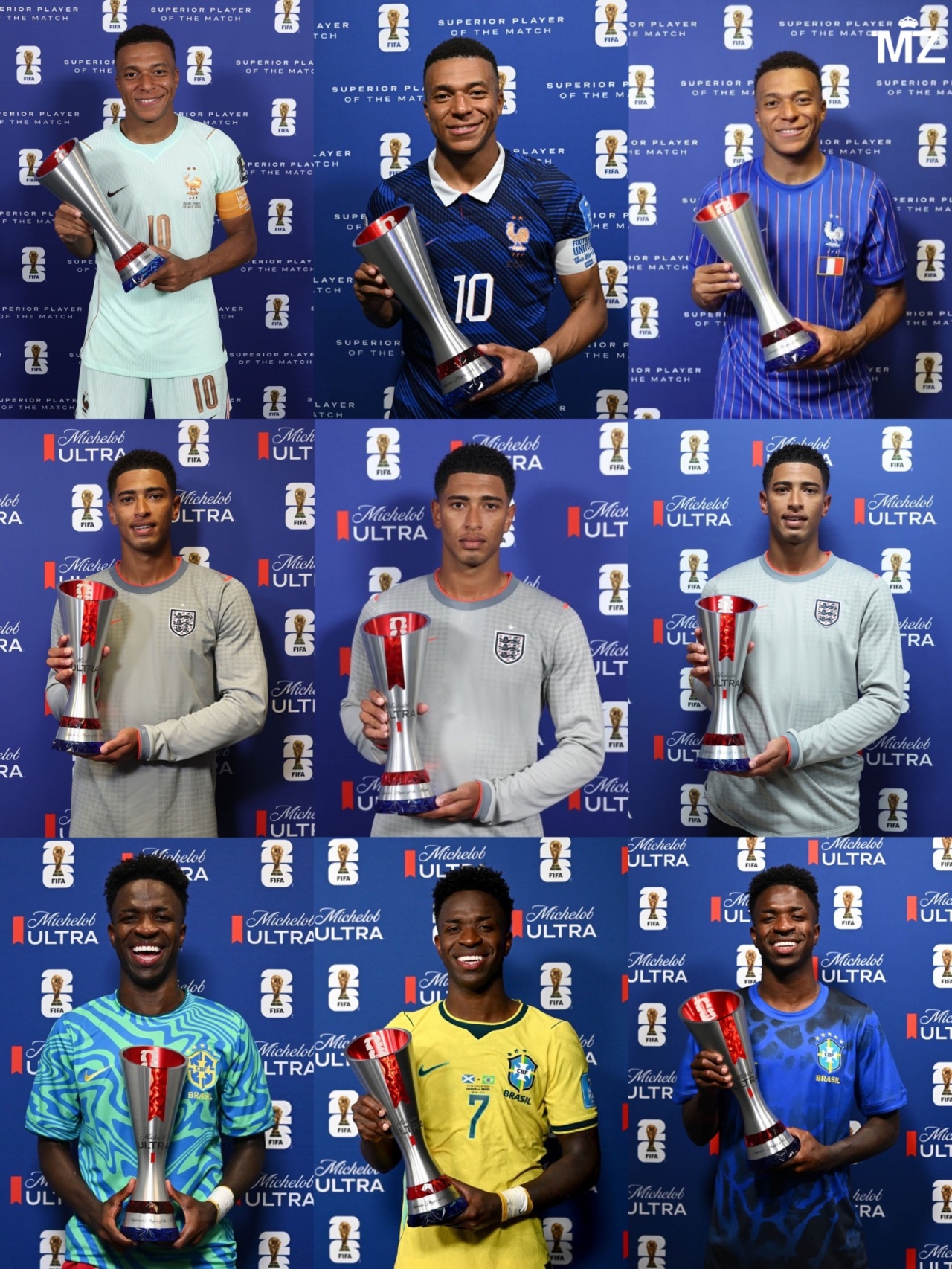Ba ngôi sao Real Madrid tỏa sáng: Mbappé, Bellingham và Vinícius đều 3 lần giành danh hiệu Cầu thủ xuất sắc nhất trận