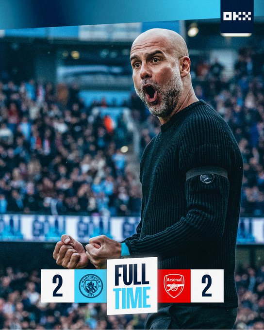 Kết quả Ngoại Hạng Anh: Manchester City 2-2 Arsenal