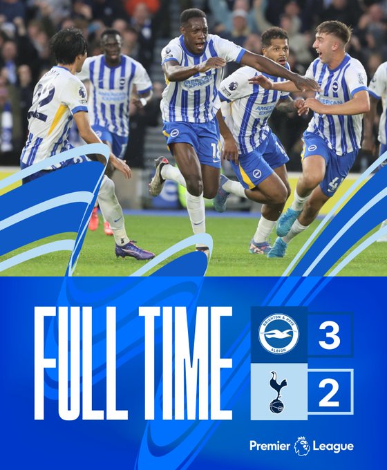 Kết quả Ngoại Hạng Anh: Brighton 3-2 Tottenham Hotspur