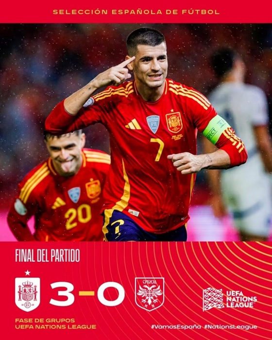ยูฟ่าเนชันส์ลีก - สเปน ชนะ เซอร์เบีย 3-0 ผ่านเข้ารอบ 8 ทีม