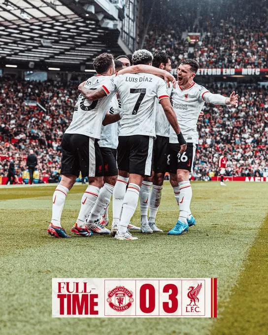 Liverpool đã thắng 8 trận Premier League trên sân nhà của Manchester United, chỉ đứng sau Manchester City