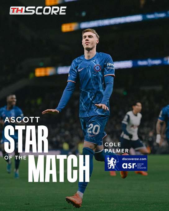 พาลเมอร์ได้รับเลือกให้เป็นผู้เล่นที่ดีที่สุดในเกมที่เชลซีเอาชนะท็อตแน่ม 4-3