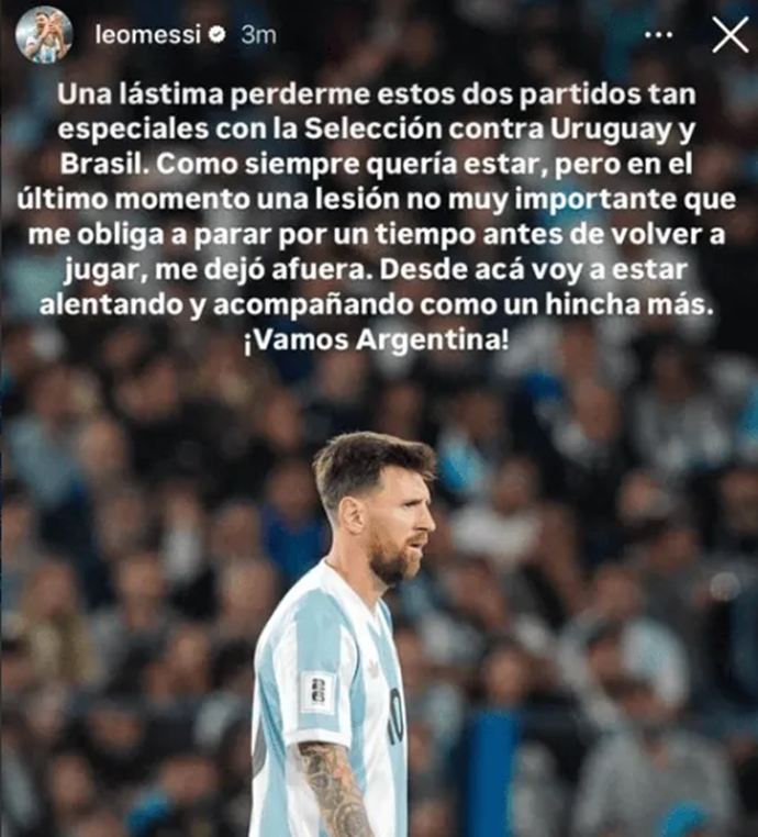 Lionel Messi Misses Upcoming World Cup Qualifiers