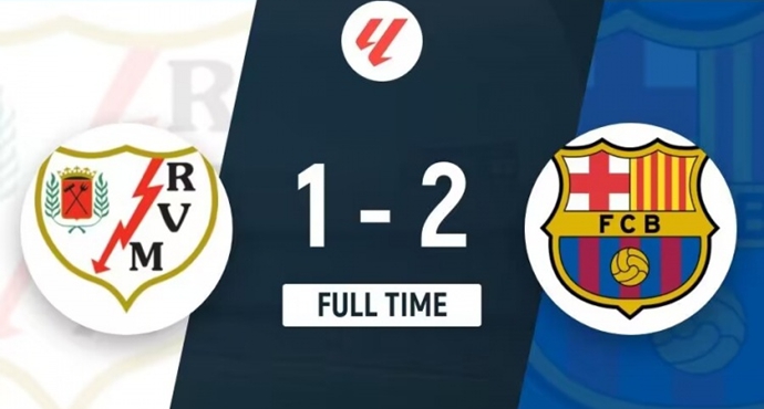 บาร์เซโลน่า 2-1 ราโย่ บาเยกาโน่ คว้าชัย 3 นัดติดต่อกัน โอลิโม ประเดิมสนามยิงประตูได้