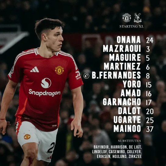 Manchester United vs Crystal Palace: Amad, Ganacho ra sân, Hoylen ngồi dự bị