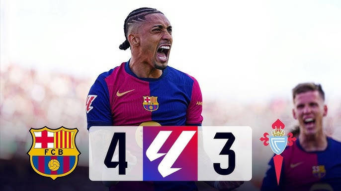 Barcelona 4-3 Celta Vigo | Olmo mang về quả phạt đền, Raphinha thực hiện quả phạt đền ấn định chiến thắng ở phút cuối