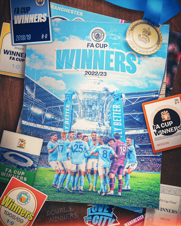 Manchester City 2-1 Manchester United to win the double crown