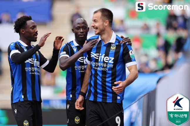 인천, 서울 이랜드 1-0 제압...‘무고사 결승골’