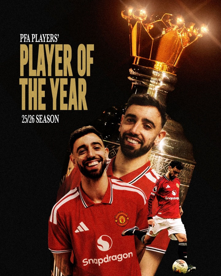 Bruno Fernandes giành giải Cầu thủ xuất sắc nhất PFA mùa 2025/26