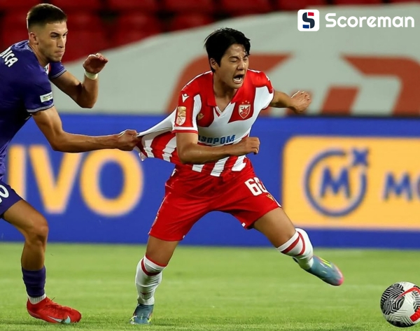 '설영우 풀타임 활약' FK 츠르베나 즈베즈다, UCL 예선 첫 경기 란FC에 4-0 완승