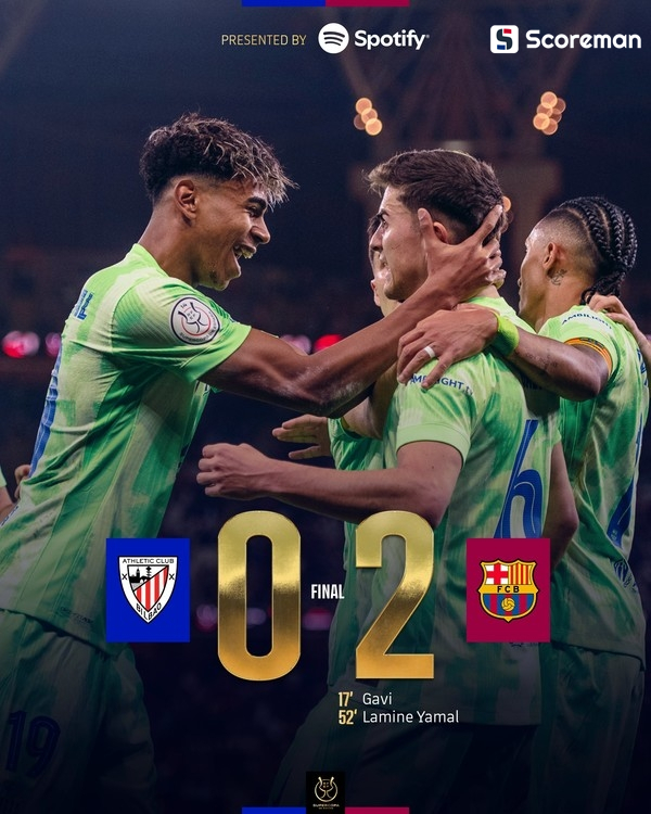 바르셀로나, 2-0 빌바오 꺾고 결승행! 부상에서 돌아온 가비, 14개월 만에 감동적인 골…