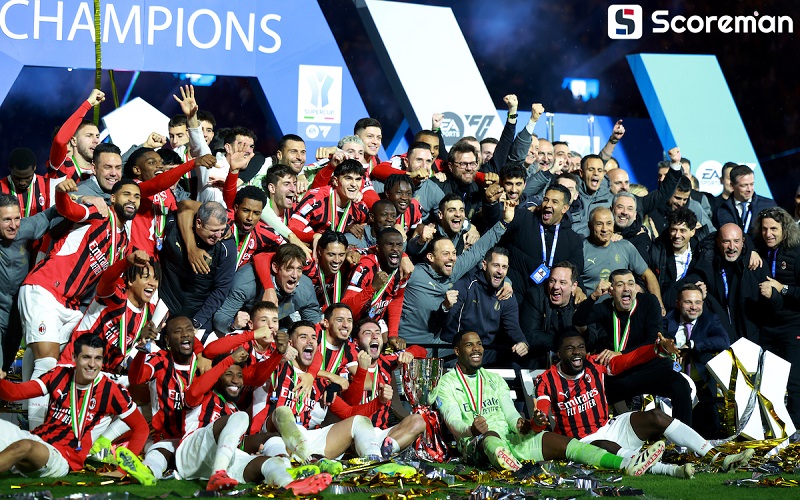 AC밀란, '밀라노 더비'서 3-2 극적 역전승…이탈리아 슈퍼컵 8번째 우승