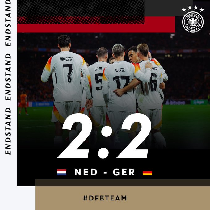 Kết quả UEFA Nations League: Hà Lan 2-2 Đức