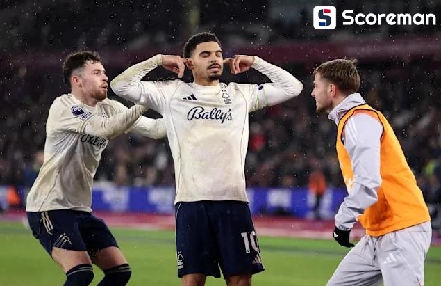 노팅엄, 웨스트햄에 2-1 짜릿한 역전승