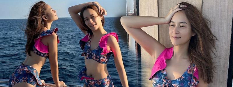 บี น้ำทิพย์ โชว์หุ่นเป๊ะ-หน้าสด ในชุดว่ายน้ำทูพีซ อื้อหือ... บอกเพิ่งตื่นแต่ทำไมแซ่บ !!