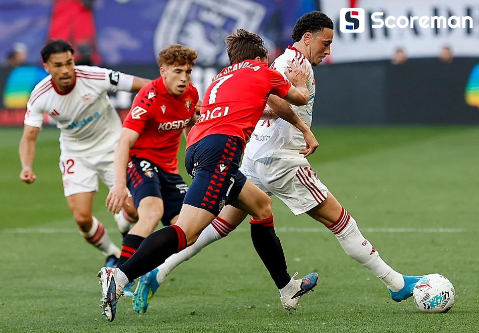 세비야, 오사수나에 1-2패배...라리가 18위 추락→25년만에 강등 대위기