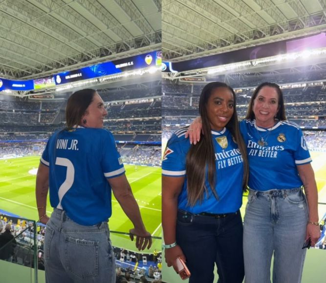 Gặp gia đình! Bạn gái Vinícius và mẹ của cô ấy đến thăm Madrid, cùng nhau trải qua Halloween và xem Real Madrid với mẹ Vinícius