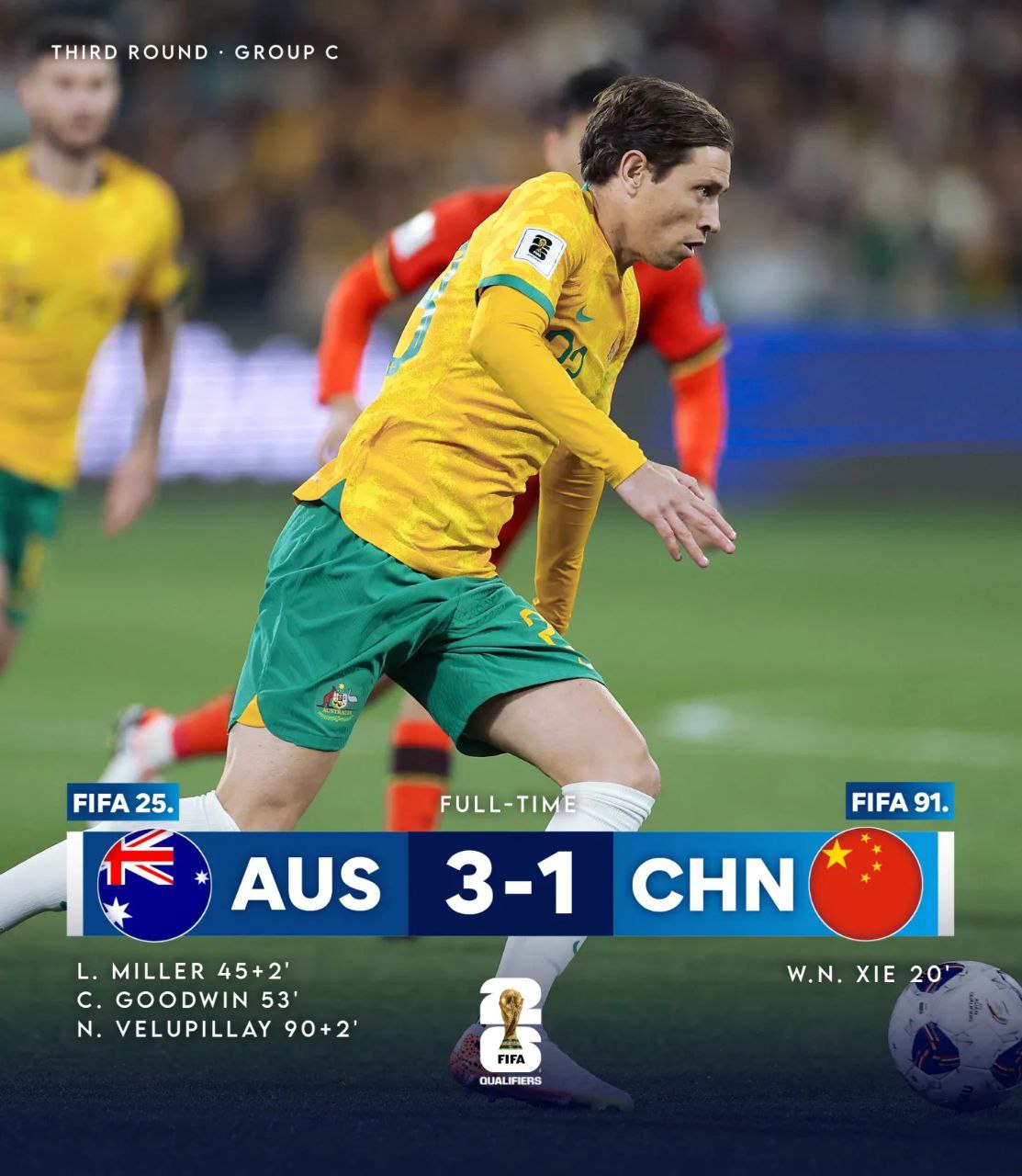 FIFA World Cup qualification (AFC): Australia 3-1 China
