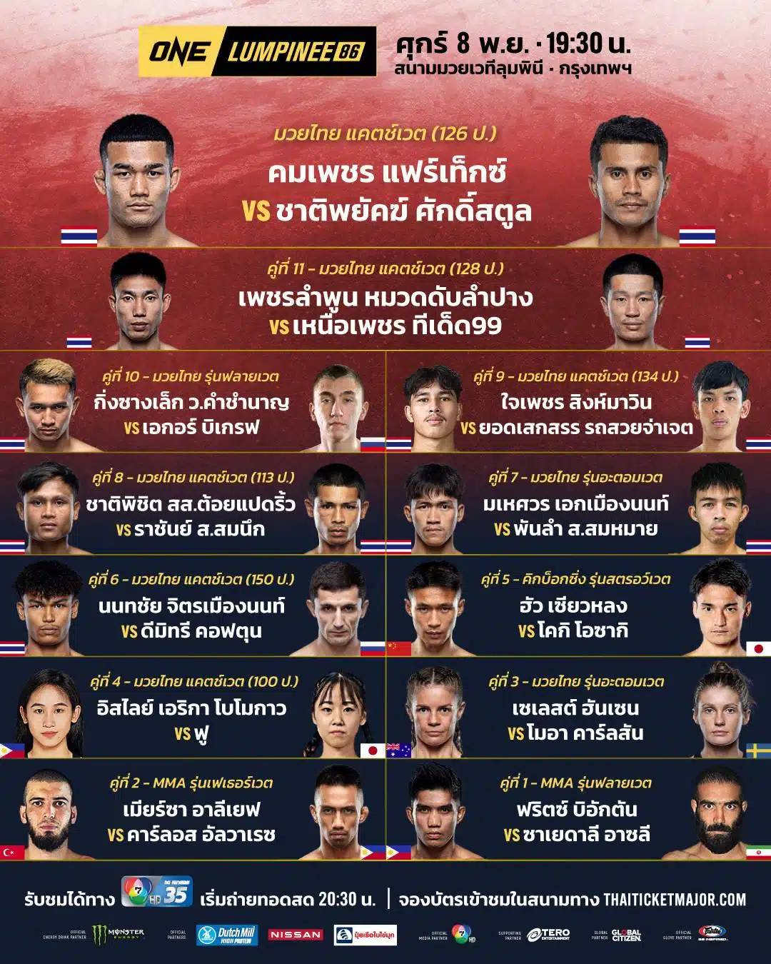 ใครจะอยู่ใครจะไป! “คมเพชร” วัดแรง “ชาติพยัคฆ์” นำบู๊คู่มวยมันศึก ONEลุมพินี 86