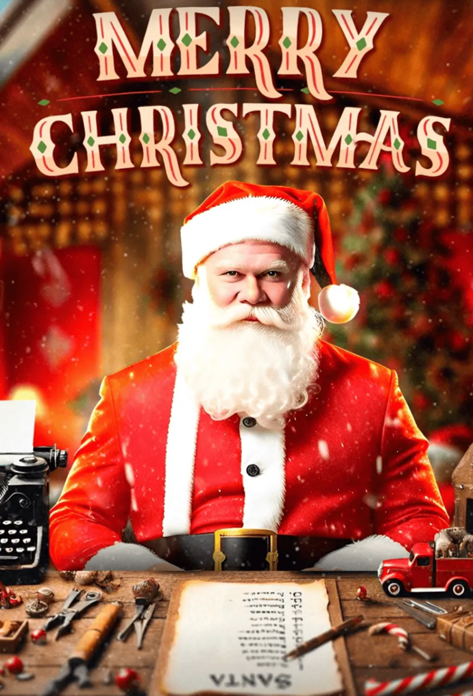 Bearded Harland! Harland sends his best wishes with AI image of him as Santa Claus on social media