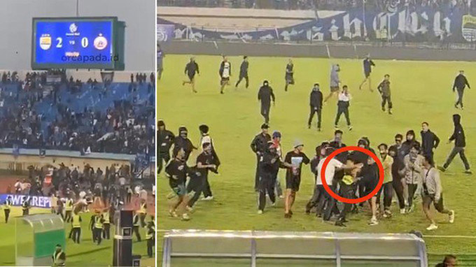 CĐV quá khích vây đánh cả trọng tài lẫn cảnh sát ở giải VĐQG Indonesia