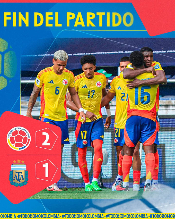 Kết quả Colombia 2-1 Argentina: Vắng Messi, Argentina thua bẽ bàng