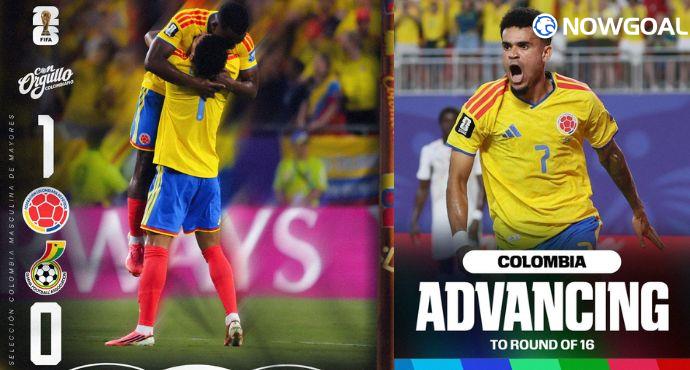 Arias’ winner sends Colombia through to the Round of 16 with a 1–0 victory over Ghana.