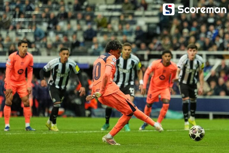 '야말 극장 PK골' 바르셀로나, 뉴캐슬과 1-1 무승부...승부는 2차전으로