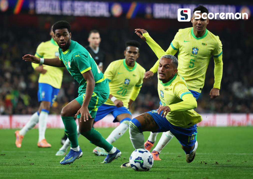 브라질, 세네갈을 2-0으로 완파... 이스테방-카세미루 득점