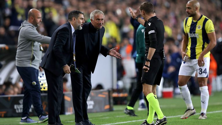 Mourinho's Frustration: Fenerbahce Boss Reacts to Red Card in Europa League Clash