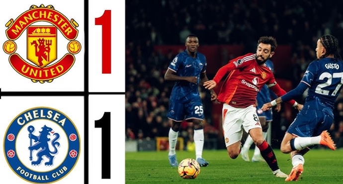 พรีเมียร์ลีก: แมนเชสเตอร์ ยูไนเต็ด เสมอ เชลซี 1-1 ไม่ชนะสองนัดติดต่อกัน