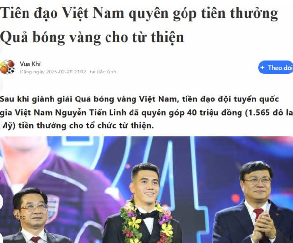 Tiến Linh được báo Trung Quốc ca ngợi nhờ 1 hành động