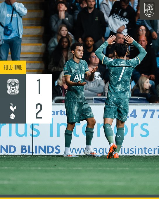 Kết quả Cúp Liên Đoàn Anh: Coventry 1-2 Tottenham Hotspur