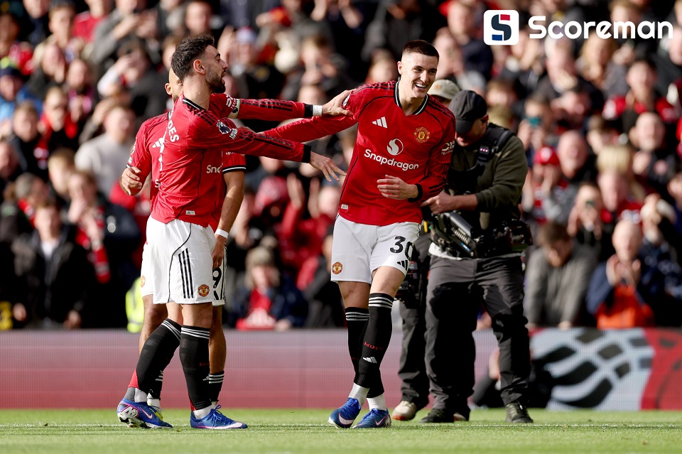 ‘브루노 1골 1도움+세슈코 결승골’ 맨유, 팰리스에 2-1 역전승, 3위 점프! 캐릭 임시감독 “지금 순위 큰 의미 없다”