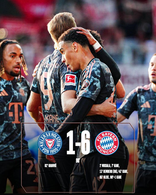 Kết quả VĐQG Đức: Holstein Kiel 1-6 Bayern Munich, Harry Kane lập cú hat-trick